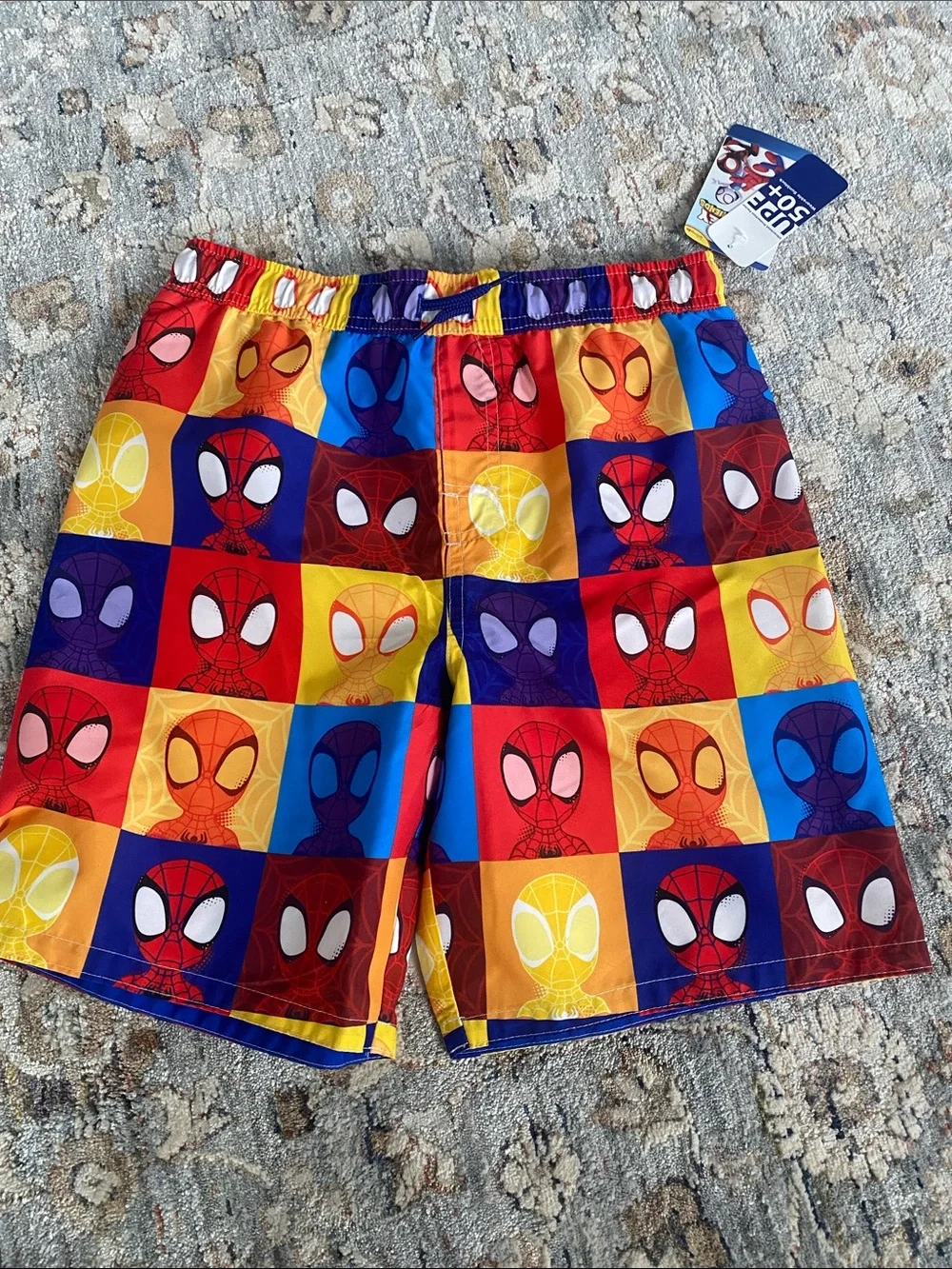 NWT Kids Marvel Spider-Man Multicolor Swim Shorts Sz 12